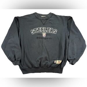 Vintage Pittsburgh Steelers Sweatshirt Men's Large Black NFL 90s Football Sporty
